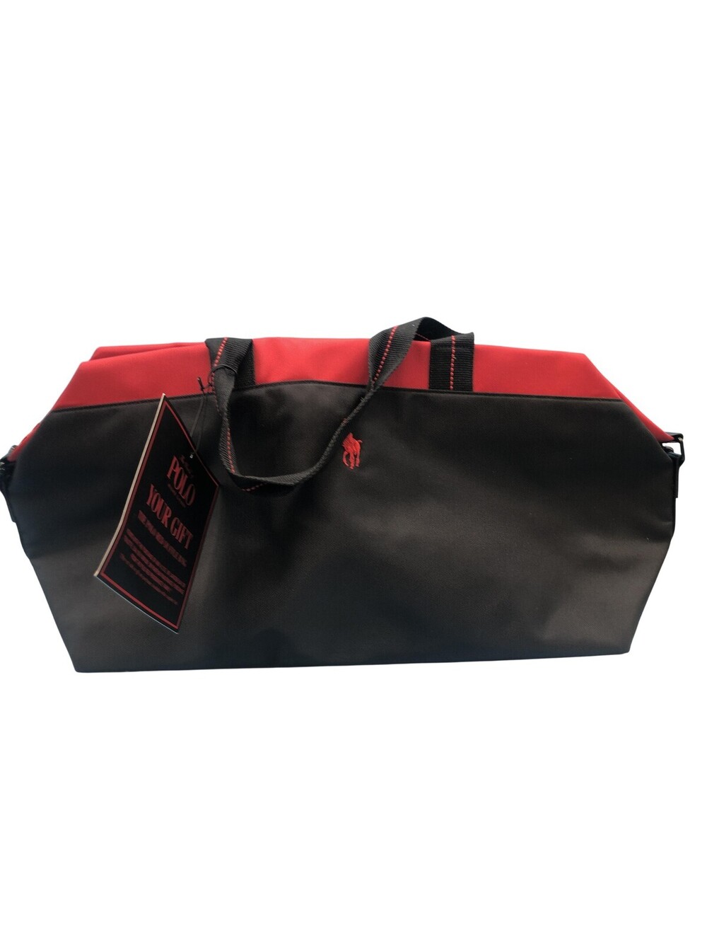 Ralph Lauren Black 15" Polo Red Duffel Bag Travel Gym Soft Case Men Carry On